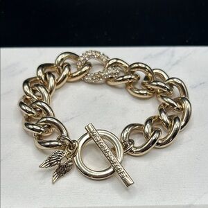 Victoria’s Secret Toggle Clasp Bracelet #545 gold tone rhinestone